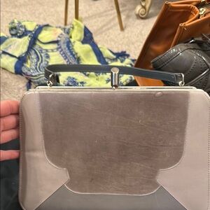 Source Unknown Gray and Silver Clutch